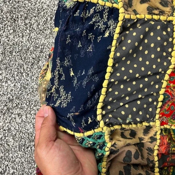 Patchwork Maxi Skirt Womens XL Multicolor Paisley Leopard Print Boho hippie - Picture 7 of 8